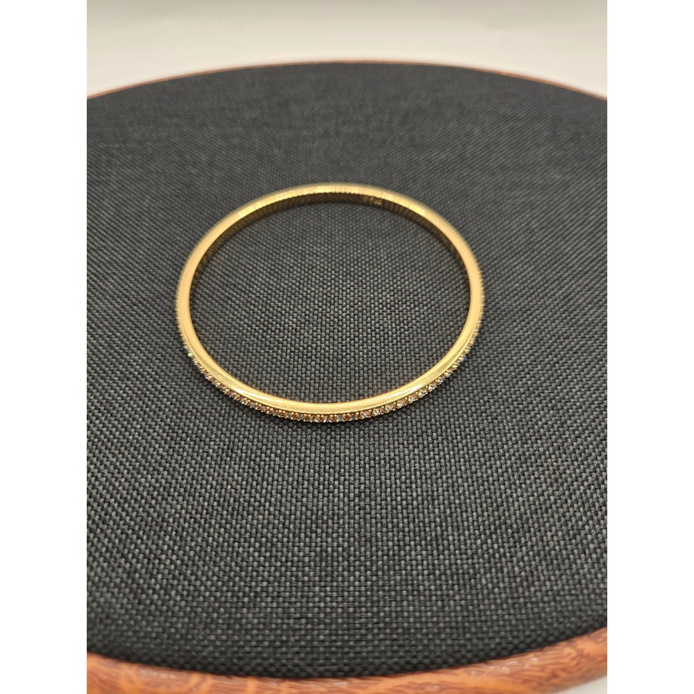Kenneth Jay Lane KJL Gold Tone Crystal Bangle Bracelet Minimalist 8.25in